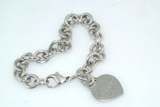 Tiffany & Co Sterling Silver Return To Heart Tag Bracelet Pre - Owned Authentic