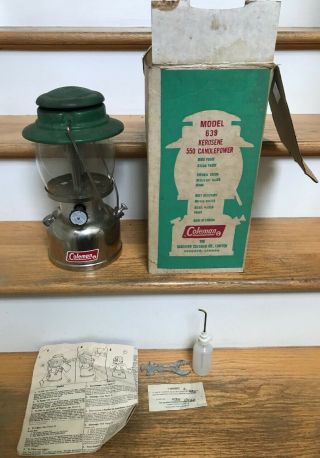 Vintage Coleman 639 Lantern Canada Nickle Chrome Green 1979 With Box