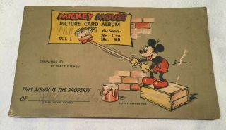 Vintage Mickey Mouse Picture Card Album Volume 1 - 32 Cards