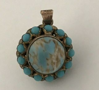 Antique Victorian Solid 9k Rose Gold & Natural Turquoise Sphere Pendant Charm Nr