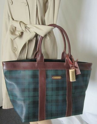 Polo Ralph Lauren Blackwatch Plaid Tartan Vintage Weekender Travel Tote Bag