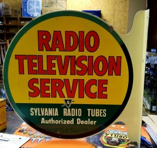 VINTAGE SYLVANIA RADIO AND TV TUBES FLANGE SIGN (great doubled sided sign) 2