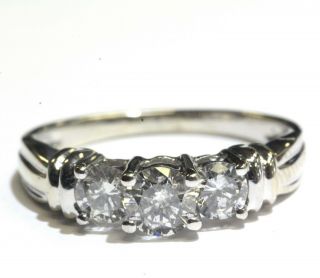 14k white gold.  97ct diamond 3 - stone engagement ring wedding band 3.  3g vintage 2