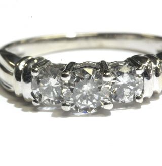 14k white gold.  97ct diamond 3 - stone engagement ring wedding band 3.  3g vintage 3