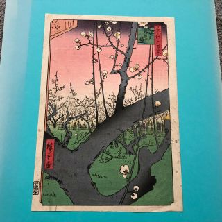 Vintage Japanese Woodblock Print By Hiroshige - Plum Blossoms At Kameido Estate