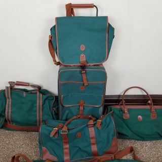 VTG RALPH LAUREN 8 Piece POLO Green Travel Carry On Rolling Suitcase Luggage 2