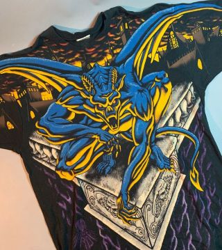 Vintage 90s 1995 Liquid Blue Gargoyle All - Over Print Graphic T Shirt Usa Xl