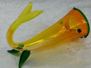 VTG Venini Murano Signed Fulvio Bianconi Fish Glass Vase 7 
