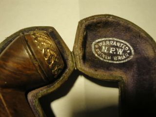 Vintage Antique French Briar Gold Trim Pipe W/Original Case 3