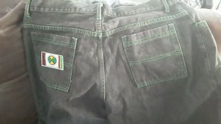 Vintage Cross Colours jeans black with green stitching SIZE 38 X 32 4