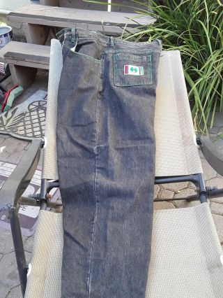 Vintage Cross Colours jeans black with green stitching SIZE 38 X 32 5