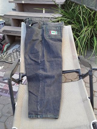 Vintage Cross Colours jeans black with green stitching SIZE 38 X 32 6