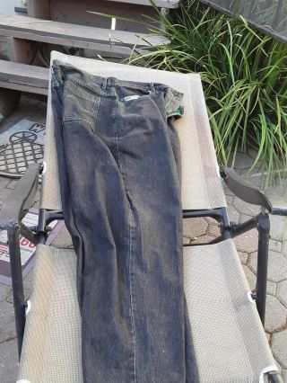 Vintage Cross Colours jeans black with green stitching SIZE 38 X 32 7