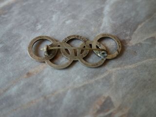 VTG OLD RARE WW2 1936 BERLIN OLYMPIC RINGS ENAMEL PIN BADGE MARKED ' GES.  GESCH ' 5