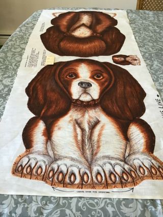 Vintage Basset Hound Beagle Dog Fabric Pillow Panel Cut Sew And Stuff