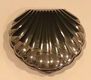 Vintage Sterling Silver Compact American Beauty By Elgin Shell Case