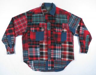 Vintage Ralph Lauren Country Multicolor Plaid Patchwork Madra Flannel Shirt S
