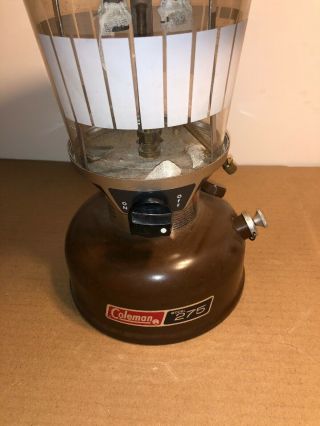 Vintage Coleman 275 Lantern Brown Frosted Pyrex Globe 3