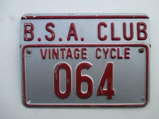 1980s South Wales Bsa Club Vintage Motor Cycle 064 Maroon/sil License Plate