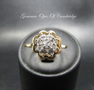 18k Gold 18ct Gold Vintage Diamond Cluster Ring Size M 3.  2g 0.  325 Carats