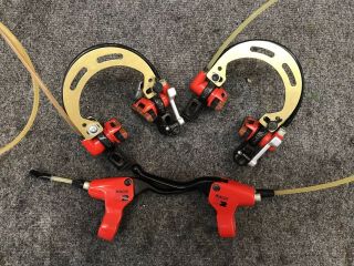 Magura HS22 Evolution Hydraulic Brakes Retro Vintage Red With Gold 2