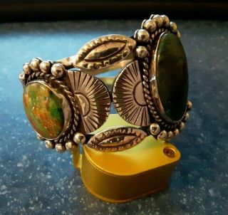 Sterling 925 Silver Turquoise Cuff Bracelet Earring Set Ring Mexico 88 Grams