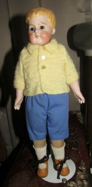 American School Boy Closed Mouth Antique Doll Bisque Head German Kling 300
