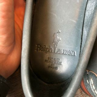 VTG Polo Ralph Lauren Two Tone Leather Crest Logo Loafers Women ' s Size 9.  5 4
