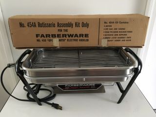 Vtg Faberware Open Hearth Electric Indoor Broiler Rotisserie Bbq Barbecue Grill