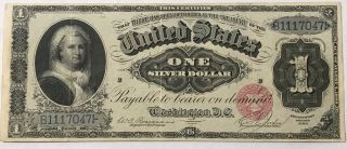 1886 $1 Martha Washington Silver Certificate Large Size Note Rare Us Note.