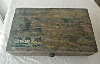 Vintage Set Of 13 Irwin Auger Bits In Wood Box (3 Have Broken Ends)