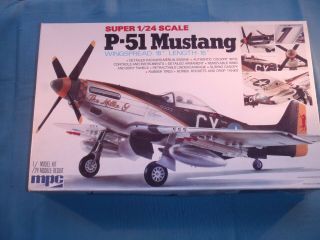 Vintage Mpc P - 51 Mustang 1/24 Scale Model Kit