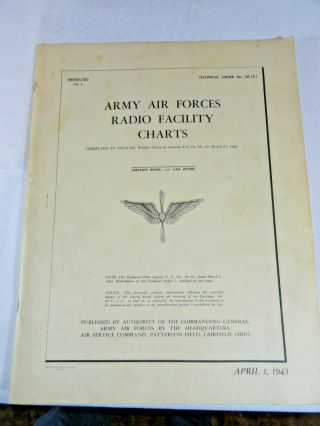 Vintage 1943 Ww2 Army Air Forces Raido Facility Charts Military Pilot