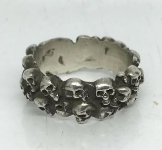 Russian Silver Ring " Memento Mori " With Skulls