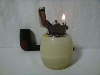 Vintage 1940s Thorens Swiss Made Automatic Onyx Table Lighter Double Claw Marble