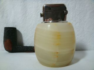 Vintage 1940s Thorens Swiss Made Automatic Onyx Table Lighter Double Claw Marble 4