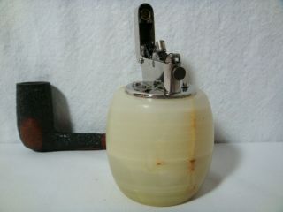 Vintage 1940s Thorens Swiss Made Automatic Onyx Table Lighter Double Claw Marble 7