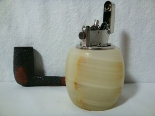 Vintage 1940s Thorens Swiss Made Automatic Onyx Table Lighter Double Claw Marble 8