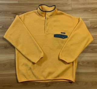 Vintage 90’s Patagonia Synchilla Snap T Fleece Pullover Yellow Men’s Xl Usa