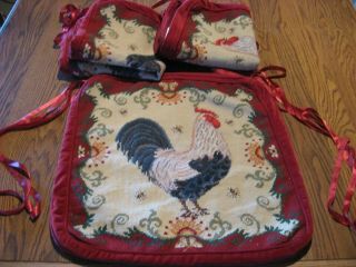 4 Vintage Rooster Wool Needlepoint By Hand Tapestry Chair Pillow Cases - 16 " X 16 "
