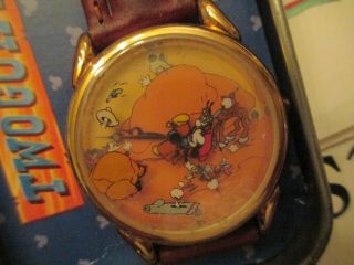 Disney Vintage Two Gun Cowboy Mickey Animated Wristwatch Fossil Watch Western