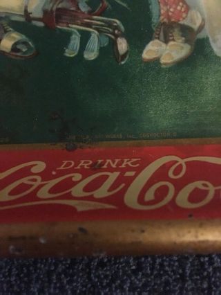 Vintage Antique 1926 Coca Cola Soda Golfers Metal Tin Tray Authentic 7