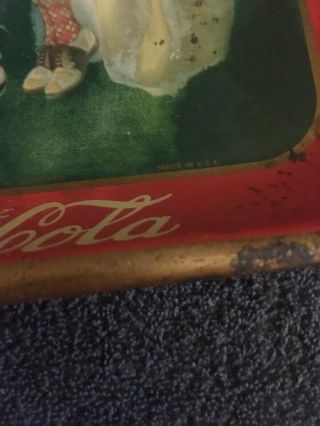 Vintage Antique 1926 Coca Cola Soda Golfers Metal Tin Tray Authentic 8