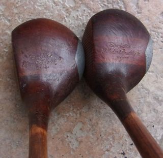 2 Antique Vintage Hillerich & Bradsby Grand Slam Hickory Wood Shaft Driver Spoon 2