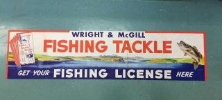 Big 1950s Wright And Mcgill Eagle Claw Hooks Store Display Fishing License
