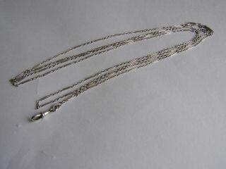 56 " Long Antique Victorian Solid Silver Guard / Muff Chain & Dog Clip - Unusual