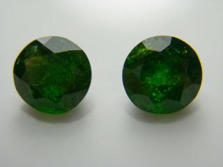 2 Very Rare Demantoid Garnets Gem Green Diamond Cut Kerman Persia Persian
