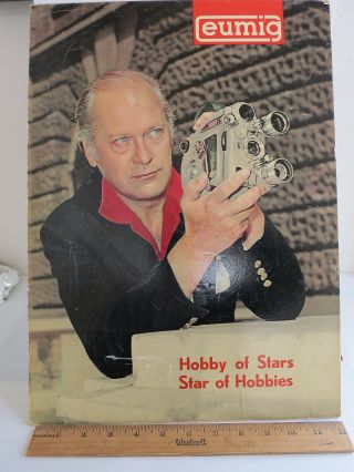 Large Vintage Eumig Vintage Advertising Board " Hobby Of The Stars " Camera