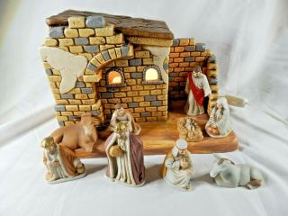 Lefton Colonial Village Lighted Nativity Set Vintage 1989