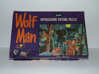 Vintage 1960s Jaymar Wolf Man " Midnight Prowl " 17x22 Puzzle 100 Complete